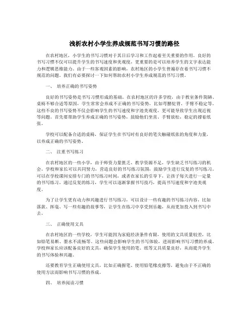 浅析农村小学生养成规范书写习惯的路径