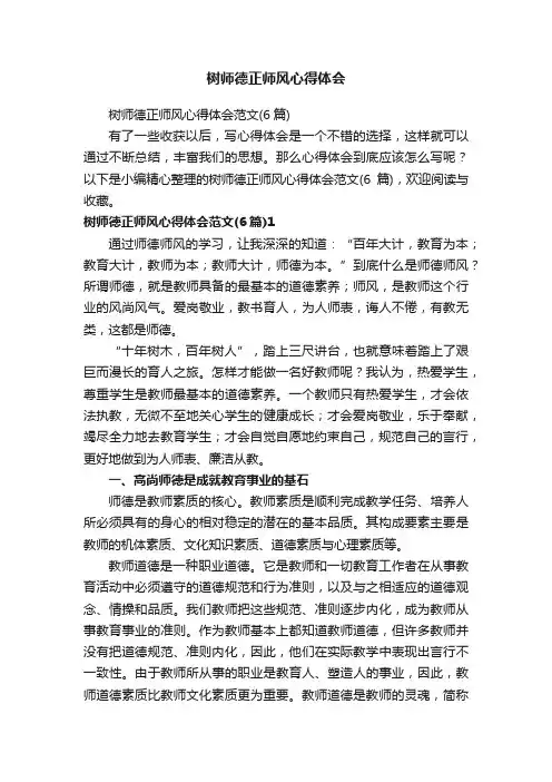 树师德正师风心得体会范文（6篇）
