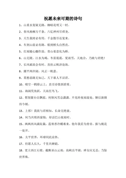 祝愿未来可期的诗句