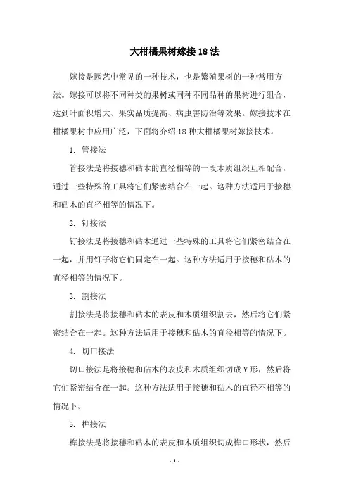 大柑橘果树嫁接18法