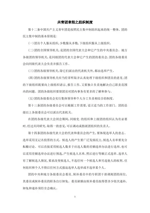 共青团章程之组织制度