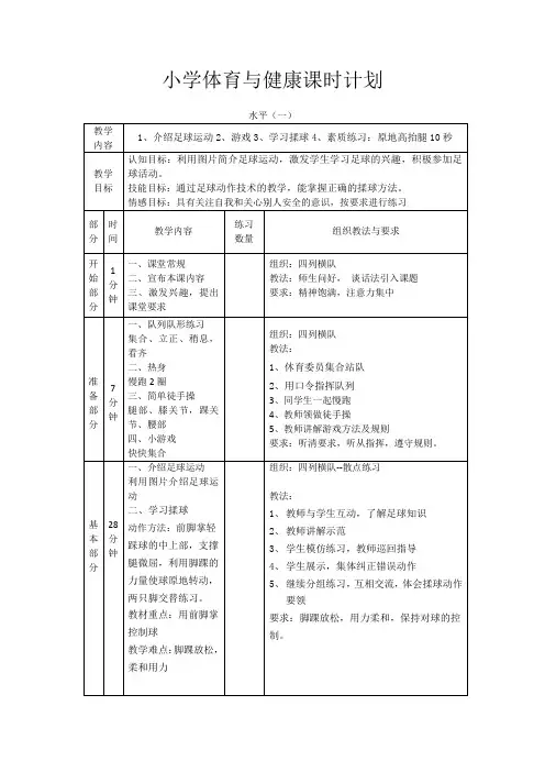 小学体育水平一 《足球》第一课时教案