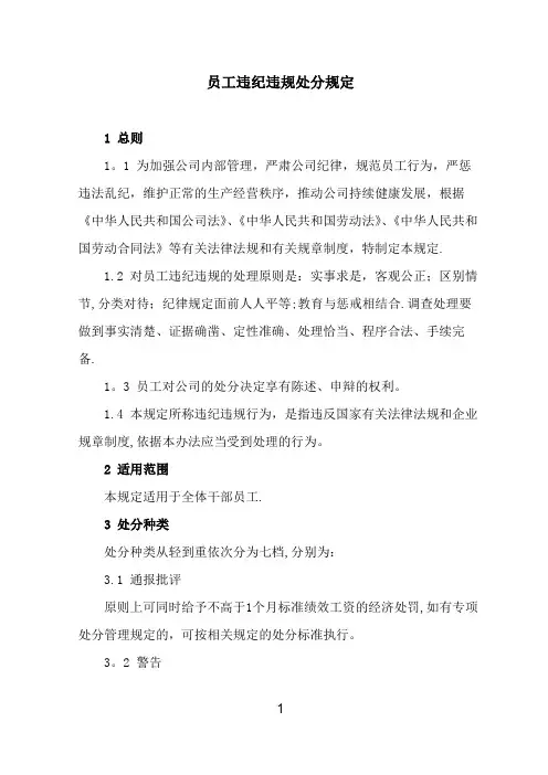 员工违纪违规处分规定
