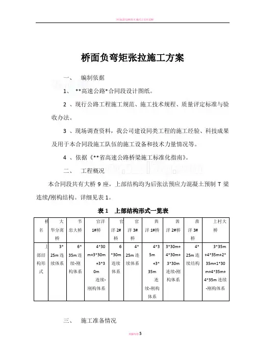 桥梁桥面负弯矩张拉施工方案