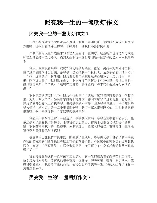 照亮我一生的一盏明灯作文