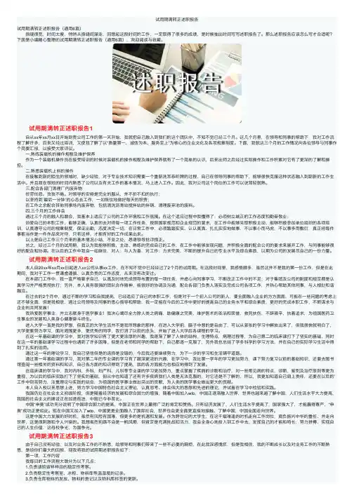 试用期满转正述职报告