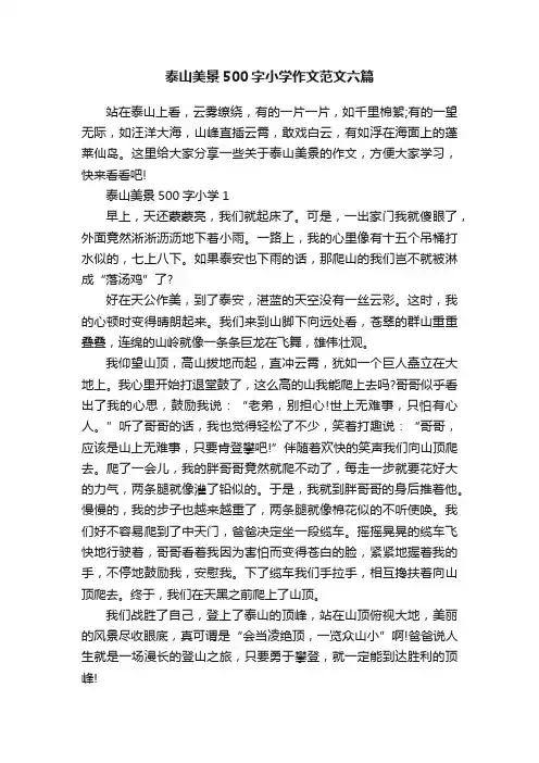 泰山美景500字小学作文范文六篇