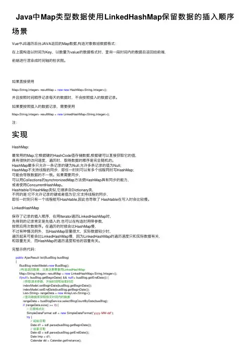 Java中Map类型数据使用LinkedHashMap保留数据的插入顺序