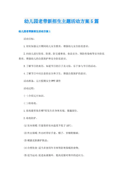 幼儿园老带新招生主题活动方案5篇