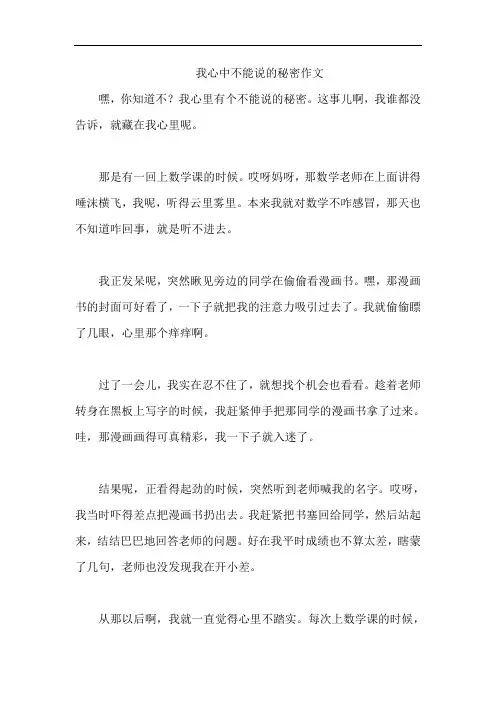 我心中不能说的秘密作文