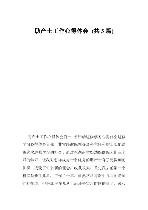 助产士工作心得体会（共3篇）