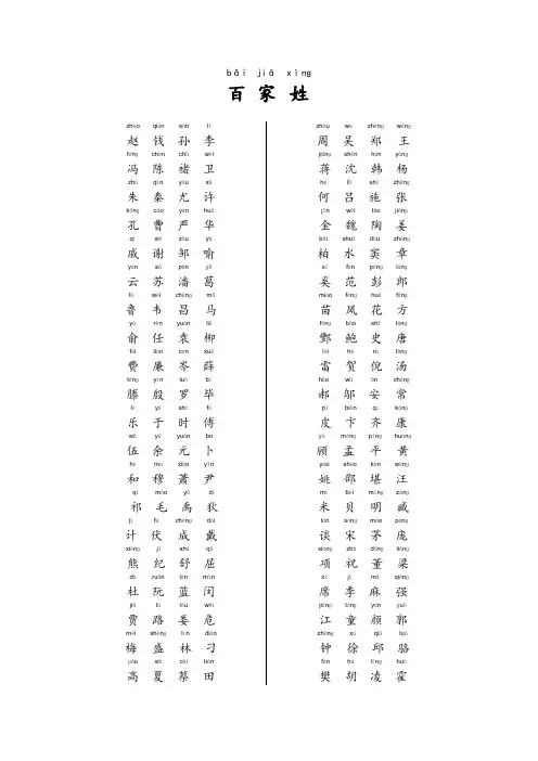 百家姓(带拼音版)
