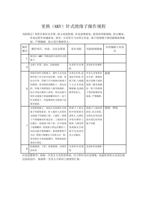 更换(6KV)针式绝缘子操作规程