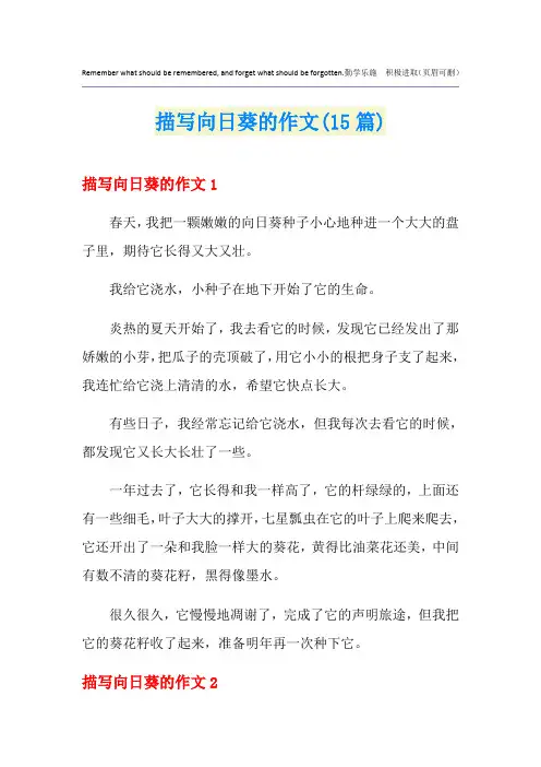 描写向日葵的作文(15篇)