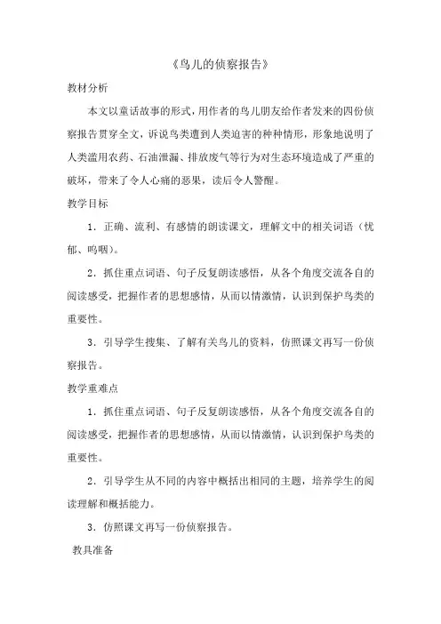 鸟儿的侦察报告