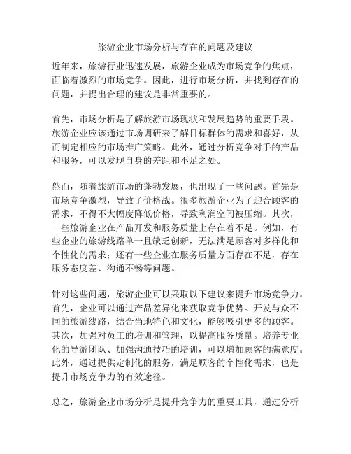 旅游企业市场分析与存在的问题及建议
