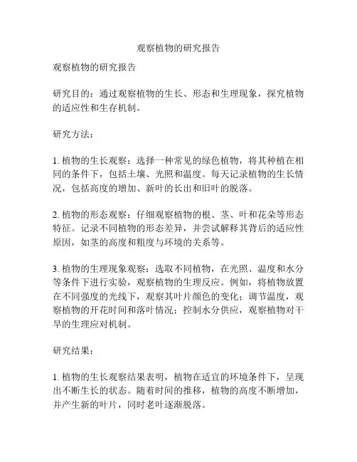 观察植物的研究报告