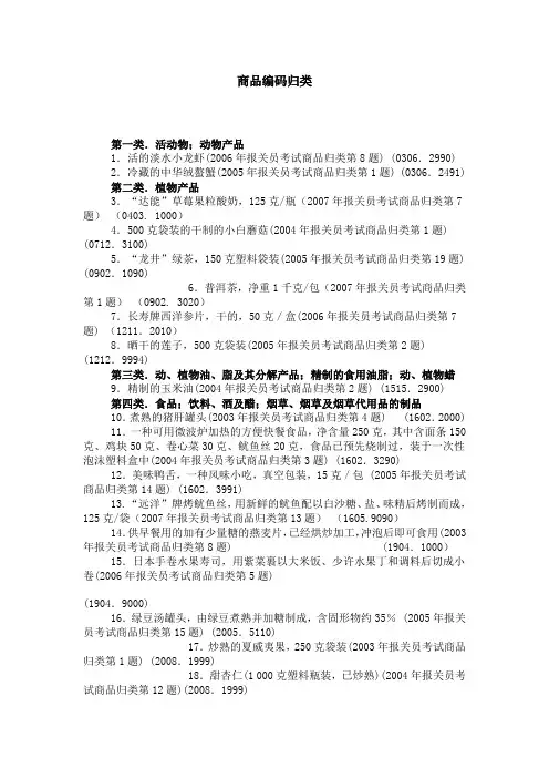 商品编码归类