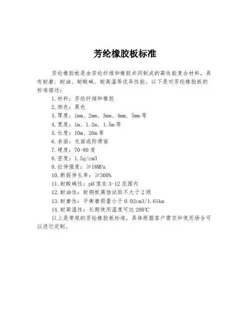芳纶橡胶板标准