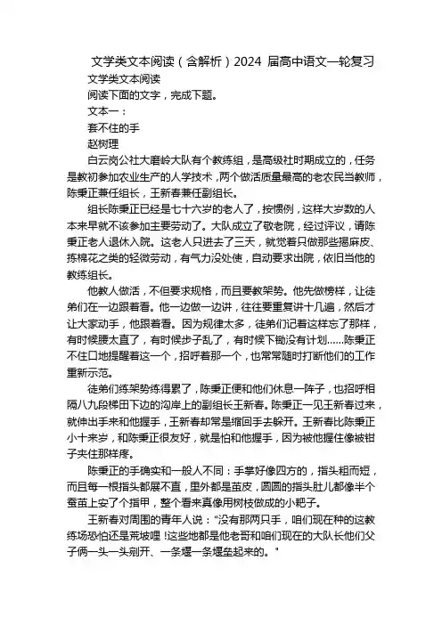 文学类文本阅读(含解析)2024 届高中语文一轮复习