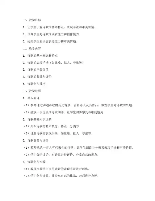 诗歌类教学模板设计方案