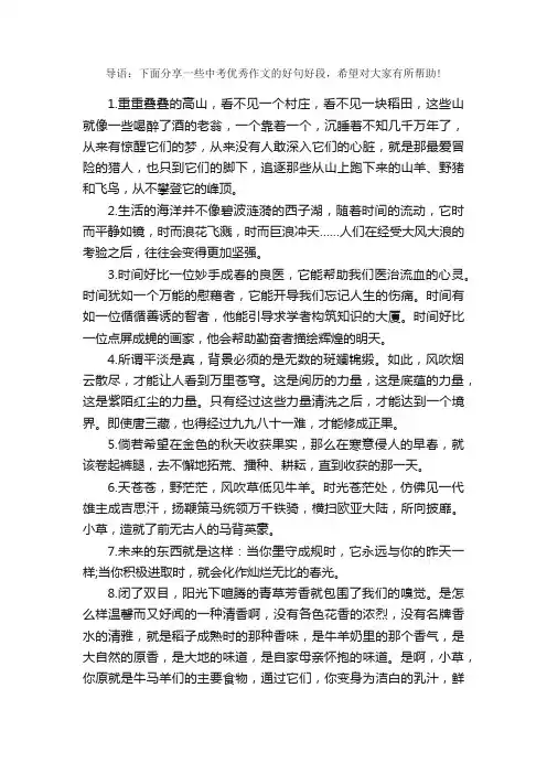 中考优秀作文好句好段