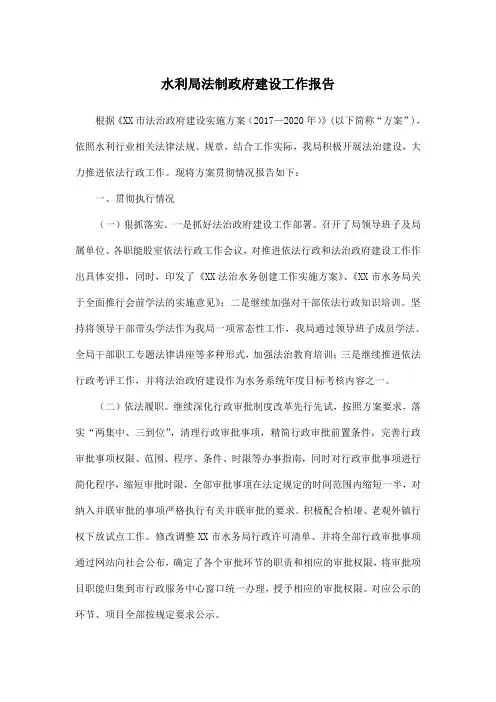 水利局法制政府建设工作报告