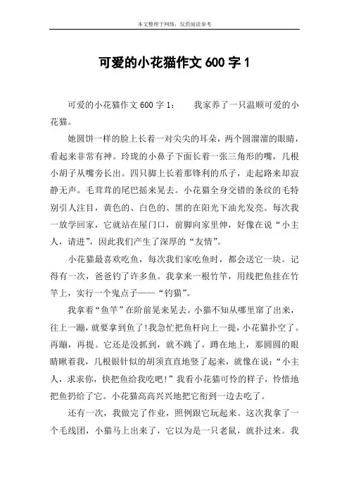 可爱的小花猫作文600字1