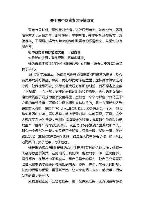 关于初中致青春的抒情散文