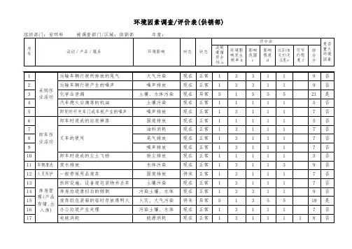 环境因素调查评价表(供销部)(危废处置)