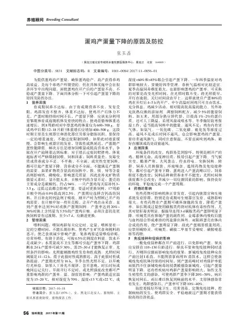 蛋鸡产蛋量下降的原因及防控