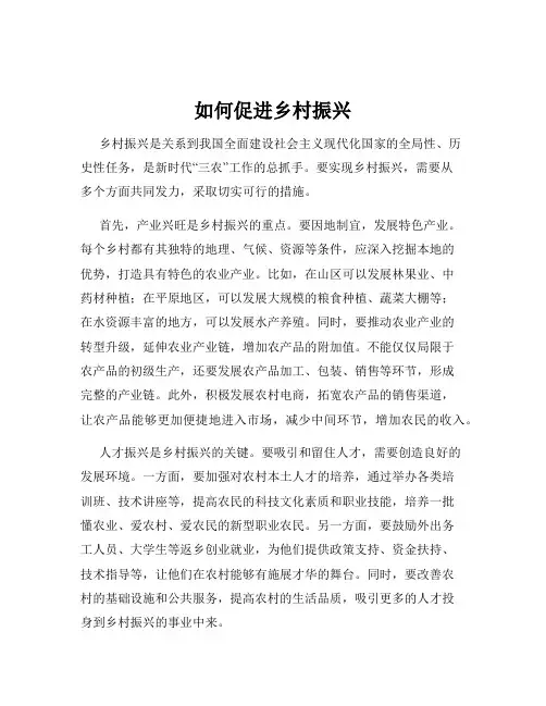 如何促进乡村振兴