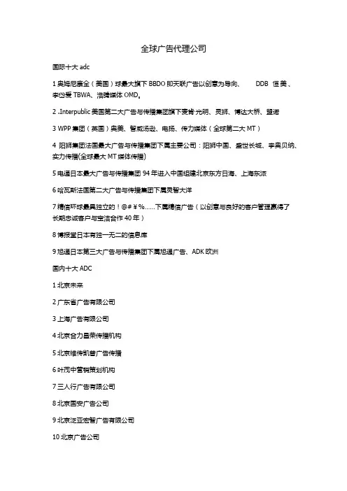 全球广告代理公司