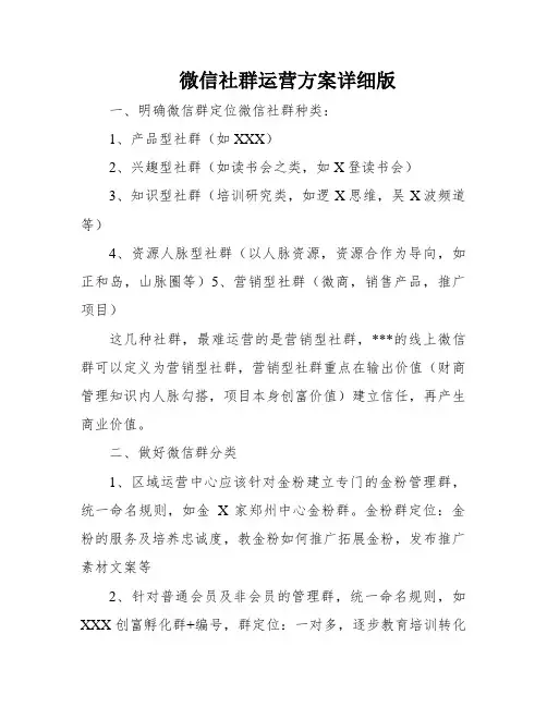 微信社群运营方案详细版