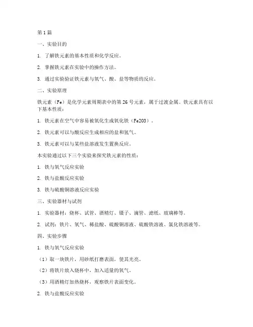 探究铁元素实验报告(3篇)