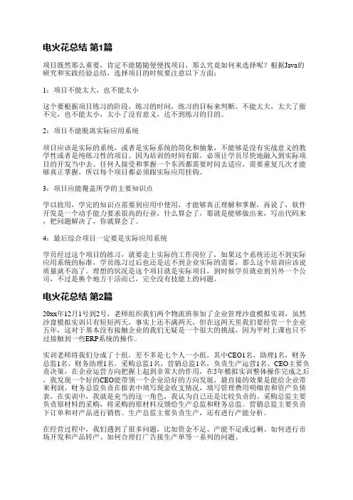 电火花总结(汇总5篇)