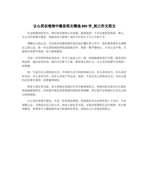 让心灵在喧闹中憩息范文精选800字_初三作文范文