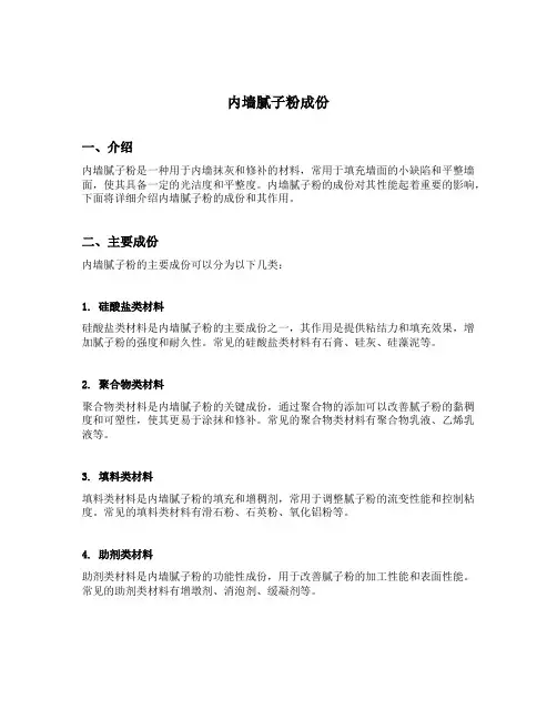 内墙腻子粉成份