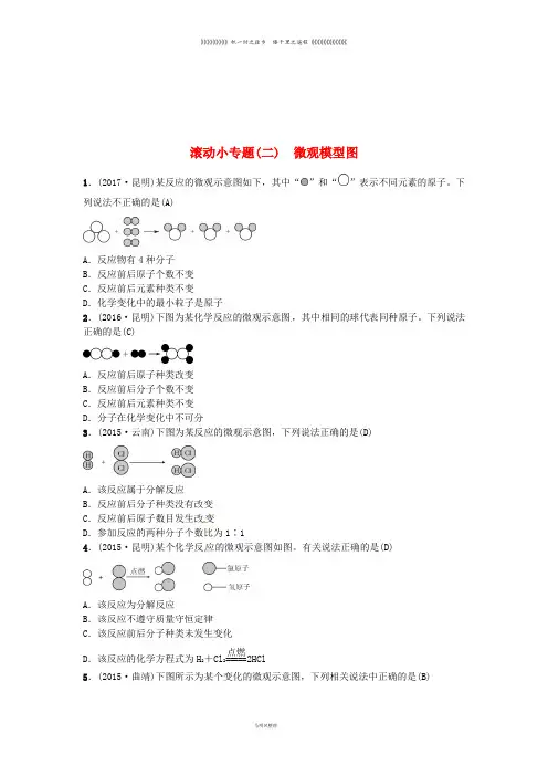 中考化学总复习 滚动小专题(二)微观模型图习题