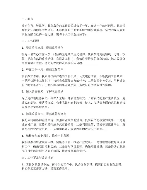 农办个人工作总结范文
