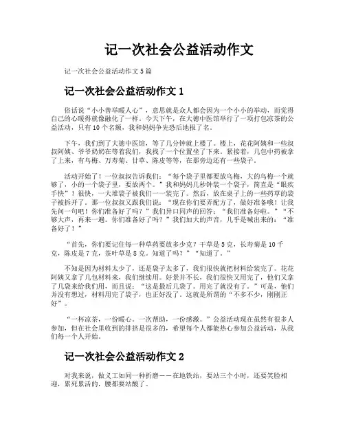 记一次社会公益活动作文