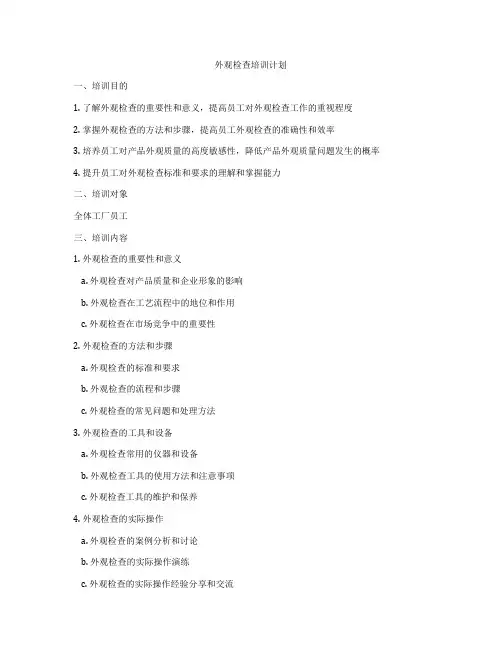 外观检查培训计划