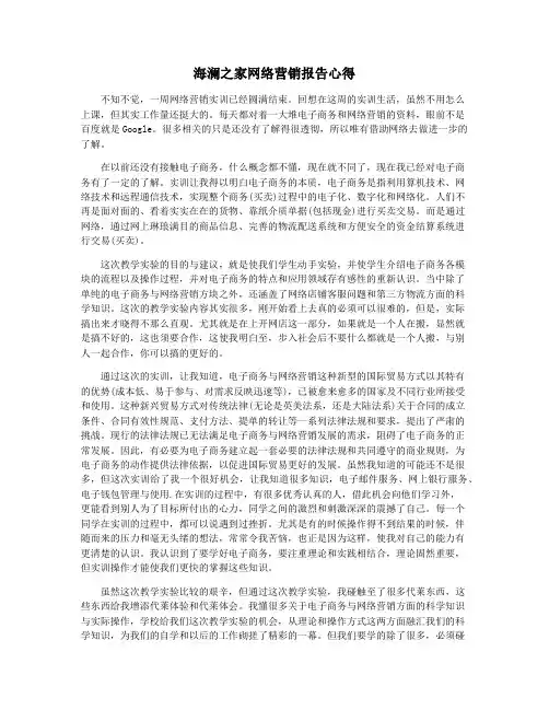海澜之家网络营销报告心得