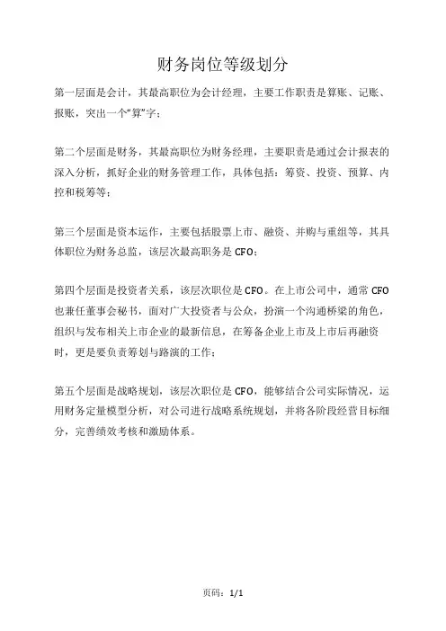 财务岗位等级划分