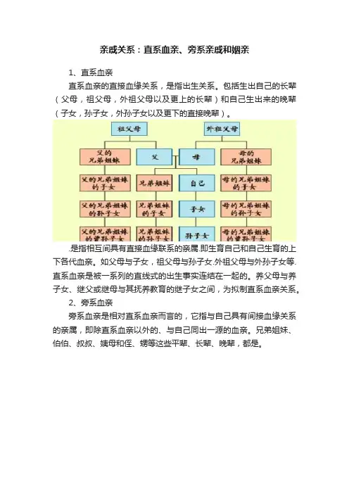 亲戚关系：直系血亲、旁系亲戚和姻亲