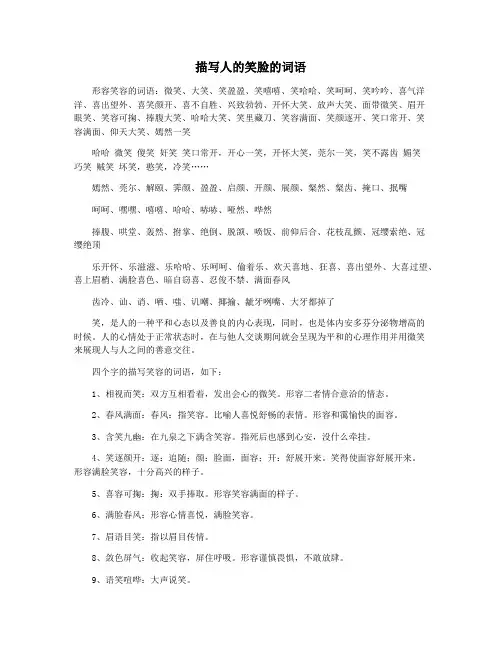 描写人的笑脸的词语