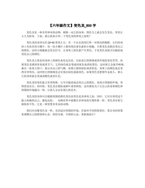 【六年级作文】变色龙_800字