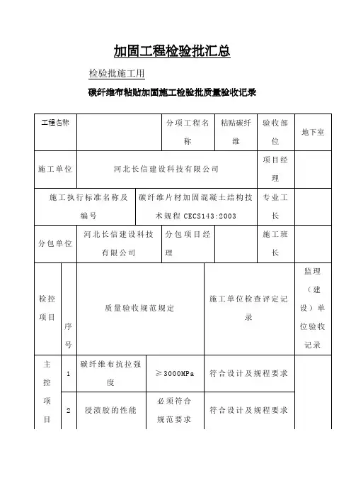 加固工程检验批汇总