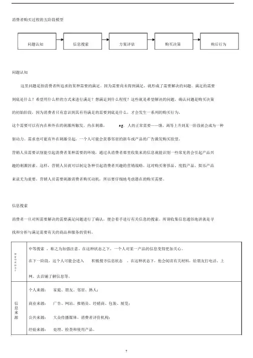 (完整版)购买决策过程：五阶段模型.doc
