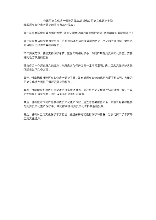 我国历史文化遗产保护的层次,评析佛山历史文化保护实践